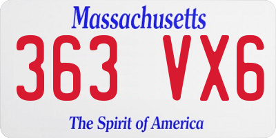 MA license plate 363VX6