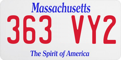 MA license plate 363VY2