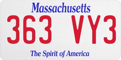 MA license plate 363VY3
