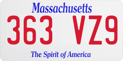 MA license plate 363VZ9
