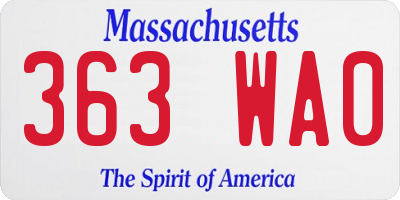 MA license plate 363WA0
