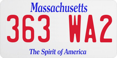 MA license plate 363WA2