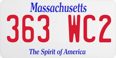 MA license plate 363WC2