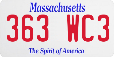 MA license plate 363WC3