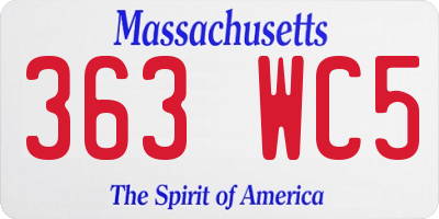MA license plate 363WC5