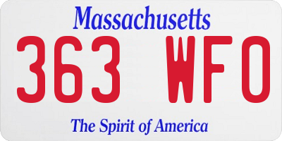MA license plate 363WF0