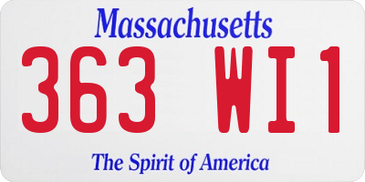 MA license plate 363WI1