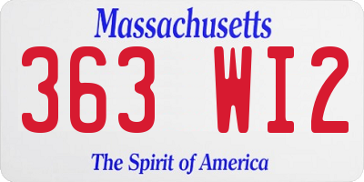 MA license plate 363WI2