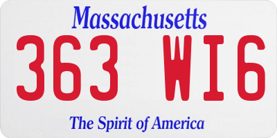 MA license plate 363WI6