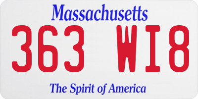 MA license plate 363WI8