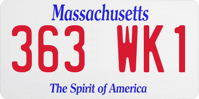 MA license plate 363WK1