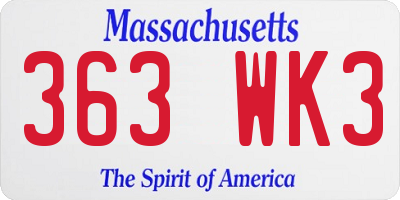 MA license plate 363WK3