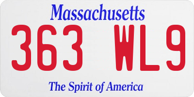 MA license plate 363WL9