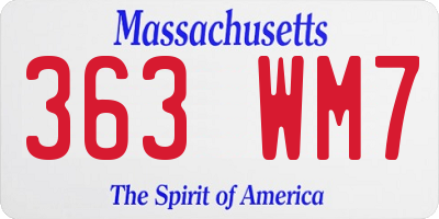 MA license plate 363WM7