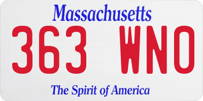 MA license plate 363WN0