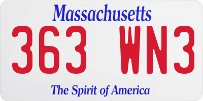 MA license plate 363WN3