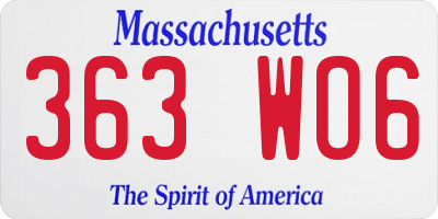 MA license plate 363WO6