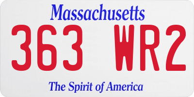 MA license plate 363WR2