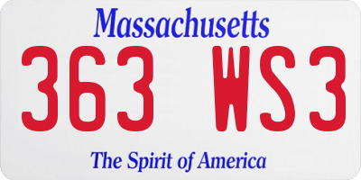 MA license plate 363WS3
