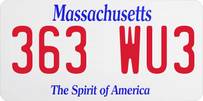 MA license plate 363WU3