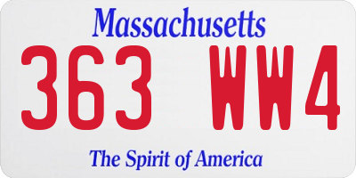 MA license plate 363WW4
