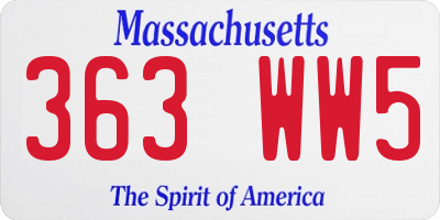 MA license plate 363WW5