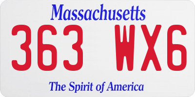 MA license plate 363WX6