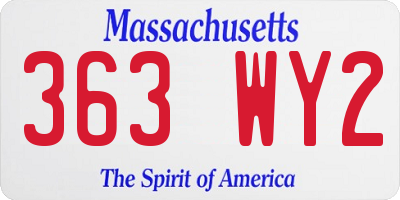 MA license plate 363WY2