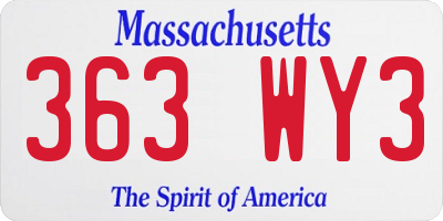 MA license plate 363WY3