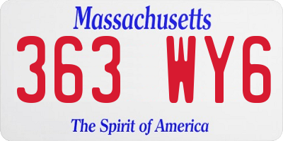 MA license plate 363WY6
