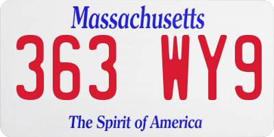 MA license plate 363WY9