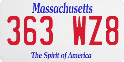 MA license plate 363WZ8