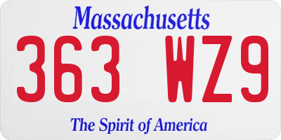 MA license plate 363WZ9