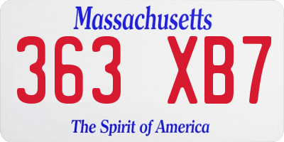MA license plate 363XB7