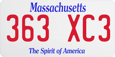 MA license plate 363XC3