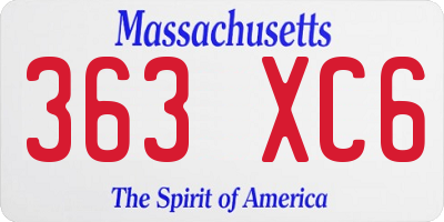 MA license plate 363XC6