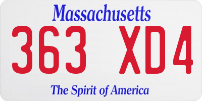 MA license plate 363XD4