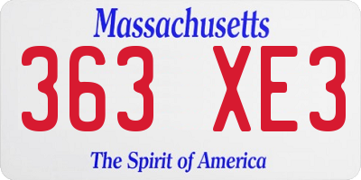 MA license plate 363XE3