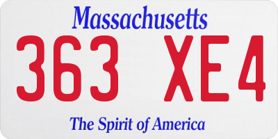 MA license plate 363XE4