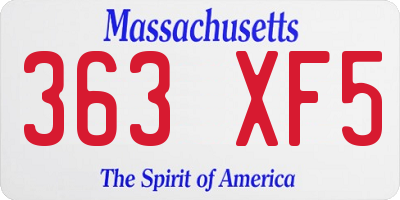 MA license plate 363XF5