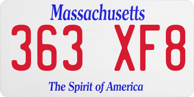 MA license plate 363XF8