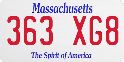 MA license plate 363XG8