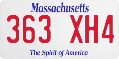 MA license plate 363XH4