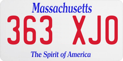 MA license plate 363XJ0