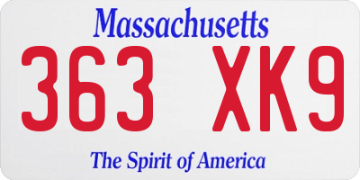 MA license plate 363XK9