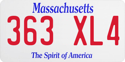 MA license plate 363XL4