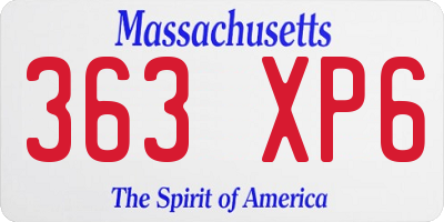 MA license plate 363XP6