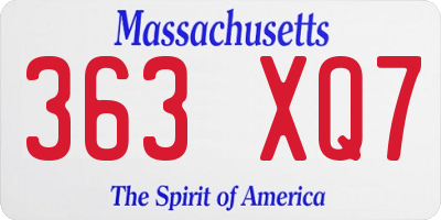 MA license plate 363XQ7