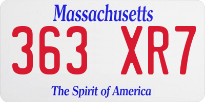 MA license plate 363XR7