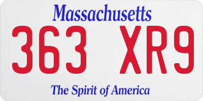 MA license plate 363XR9